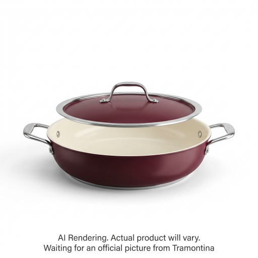 Tramontina Fiora 4.25 Quart Multipurpose Ceramic Nonstick Pan, Merlot