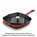 Tramontina Bestow 11 Inch Enameled Cast-Iron Grill Pan with Press, Gradated Red