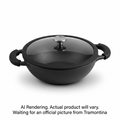 Tramontina Utsava Pre-Seasoned Cast Iron Kadai with Lid, 2.3 qt.
