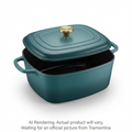 Tramontina Prisma 7 Quart Enameled Cast Iron Covered Square Dutch Oven, Satin Teal