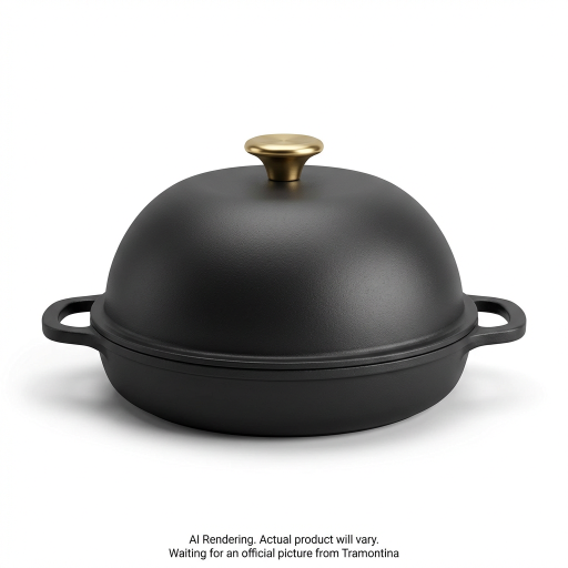 Tramontina 9.5" Enamel Cast Iron Bread Oven, Iron Black