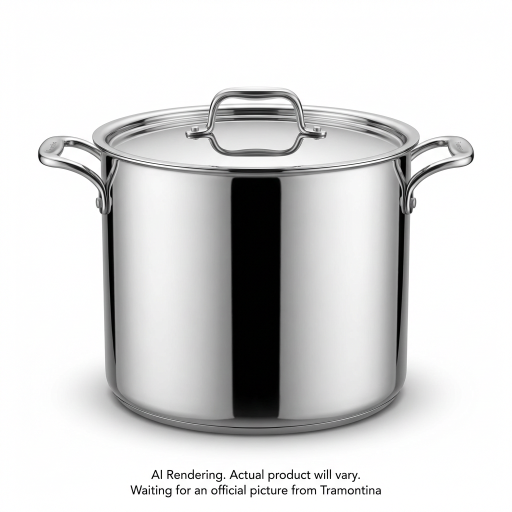 Tramontina 24 Qt Covered Stock Pot - 18/10 Ss - Tri-Ply Base - Ss Lid - Cast Handle - Gourmet