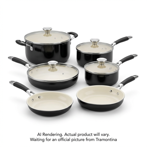 Tramontina 10Pc Cw Set-Al Ind-Pe-Cer-Blk-Mas