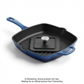 Tramontina Bestow 11 Inch Enameled Cast-Iron Grill Pan with Press, Gradated Cobalt