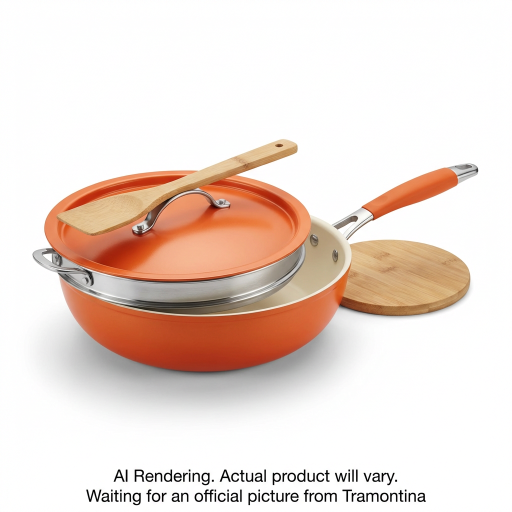 Tramontina All in One Plus Pan, 5 Quart Ceramic Non Stick, Persimmon