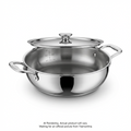 Tramontina Utsava Tri-Ply Clad Stainless Steel Covered Kadai, 2.75 qt.