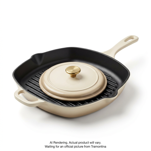 Tramontina 11 In Grill Pan With Press - Latte