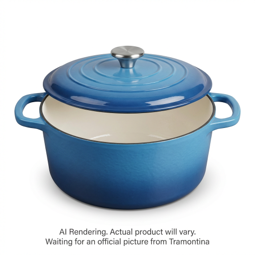 Tramontina Bestow 5.5 Quart Enameled Cast Iron Covered Round Dutch, Medium Blue