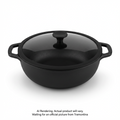 Tramontina Utsava Pre-Seasoned Cast Iron Kadai with Lid, 4.9 qt.