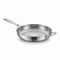 Tramontina 12-inch stainless steel fry pan with helper handle, high-res hero shot on white background.