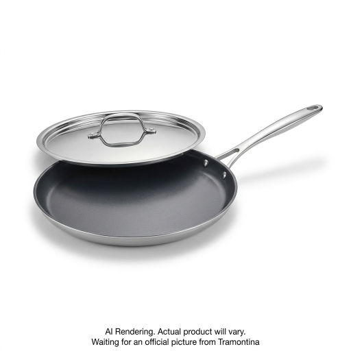 Tramontina Utsava Tri-Ply Clad Stainless Steel Ceramic Nonstick Dosa Tawa, 12 in.