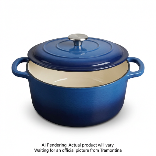Tramontina Bestow 5.5 Quart Enameled Cast Iron Covered Round Dutch, Dark Blue