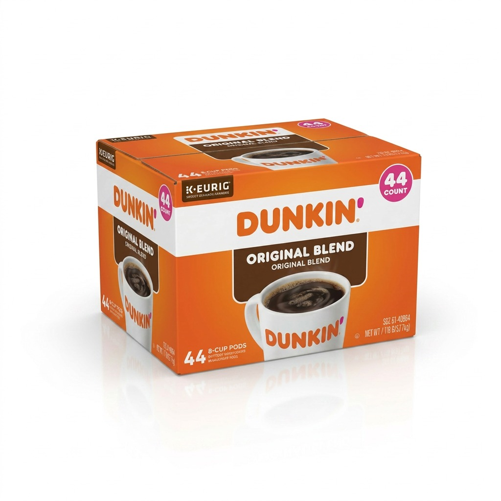 Hero shot of the Dunkin' Original Blend K-Cup Pod 44-count box.