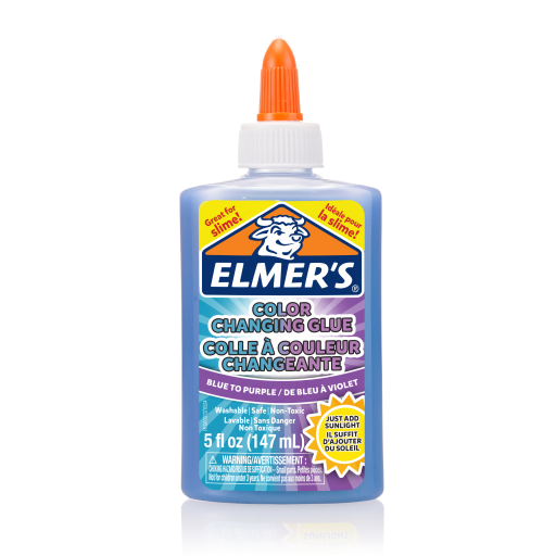 Elmer's Colour Changing Liquid Glue, Great for Making Slime, Washable, Blue to Purple, 147 mL