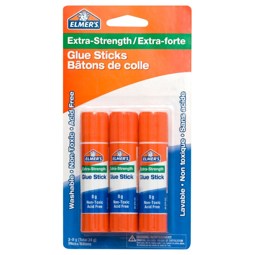 Elmer's Extra-Strength Glue Sticks, Washable and Non-Toxic, 8 g, 3 Count