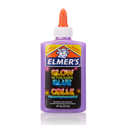 Elmer's Glow-in-the-Dark Liquid Glue, Great for Making Slime, Washable, Purple, 147 mL
