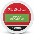 A high-resolution, centered image of a Tim Hortons Decaf Keurig K-Cup, exactly matching the canonical visual reference, with crisp details on a clean white background.