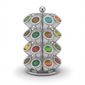 High-resolution hero shot of the chrome wire Keurig K-Cup Carousel, holding 16 original-style capsules.