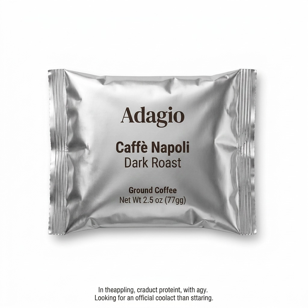 A high-resolution, centered image of a silver fraction-pack ground coffee packet. The label text and product details are sharply defined on a pure white background.
