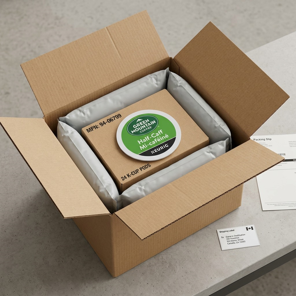 A close-up unboxing scene of a shipping box, revealing a master case with padded inserts protection.