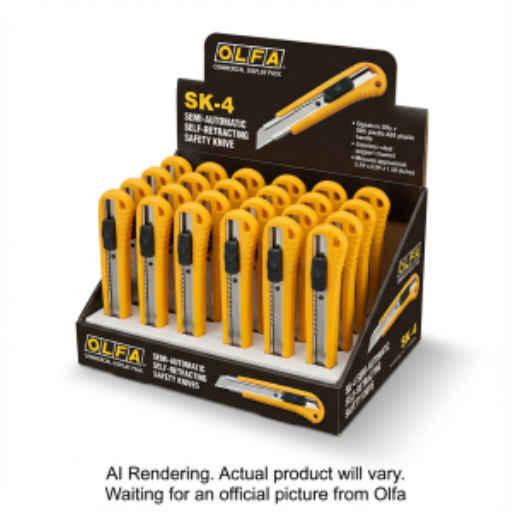 OLFA SK-4/24 Semi-Auto Self-Retracing Safety Knife - Display, 24 Unit