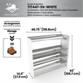 (CUSMA form attached) Commercial rustproof shoe and boot rack / 4 Tier / Shelf 46.25" STAINLESS / Pure white  / Store 20 pairs / Rakabot Titan