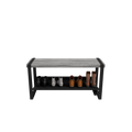 (CUSMA form attached) Sturdy practical entryway bench / 43" wide / GREY WOLF wood stain / Black shelf & frame / Store 3 pairs / Rakabot Moderno