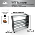 (CUSMA form attached) Commercial rustproof shoe and boot rack / 4 Tier / Shelf 46.25" GREY Coated / Mate black  panels / Store 20 pairs / Rakabot Titan