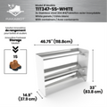 (CUSMA form attached) Commercial rustproof shoe and boot rack / 3 Tier / Shelf 46.25" stainless / Whitepanels /  Store 15 pairs / Rakabot Titan