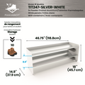 (CUSMA form attached) TITAN 2 tier Grey Shelf, White Side Panels, 47 inches wide, stores 10 pairs of footwear without the drips.