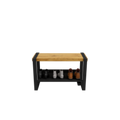 Sturdy entryway bench 34" wide, HONEY wood stain , Black, Store 3 pairs , Rakabot Moderno