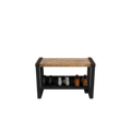 (CUSMA form attached) Sturdy practical entryway bench / 34" wide / WHISKY wood stain / Black shelf & frame / Store 3 pairs / Rakabot Moderno
