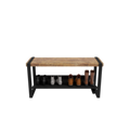 (CUSMA form attached)  Sturdy practical entryway bench / 43" wide / WHISKY wood stain / Black shelf & frame / Store 3 pairs / Rakabot Moderno