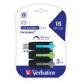Verbatim 16GB V3 SnG V3 USB 3.0 3PK BL/GR/GREY