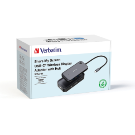 Verbatim USB-C Wireless 1080p HDMI Adapter with USB Hub & Card Reader WHA-01