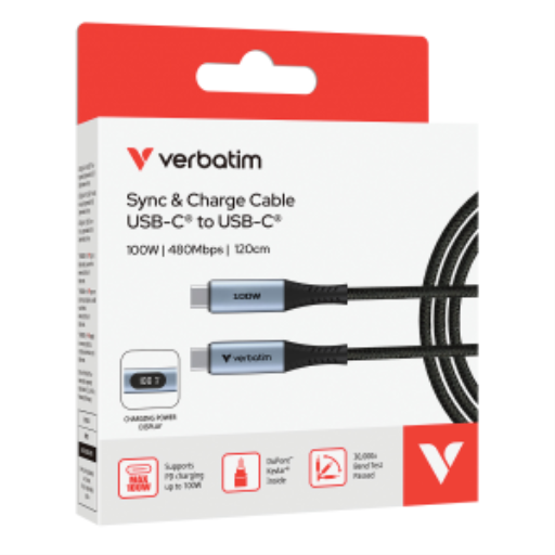 Verbatim Sync & Charge USB C to USB C 100W Display 120 cm