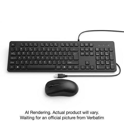 Slimline Corded USB Keyboard and Mouse - Black