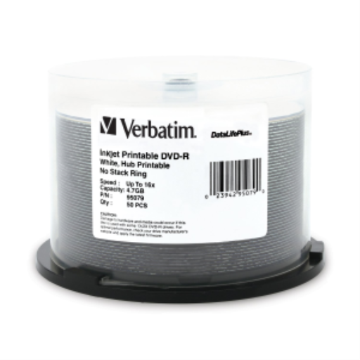 Verbatim DVD-R 4.7GB 16X DL+ IJ HUB 50PK SP