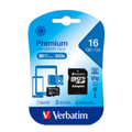 Verbatim 16GB Prem MicroSDHC UHS-I V10 Cls10 Adap