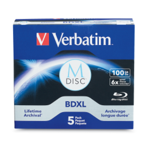 Verbatim MDISC BDR 100G 6X VRB WHT 5PK JC BOX OPP