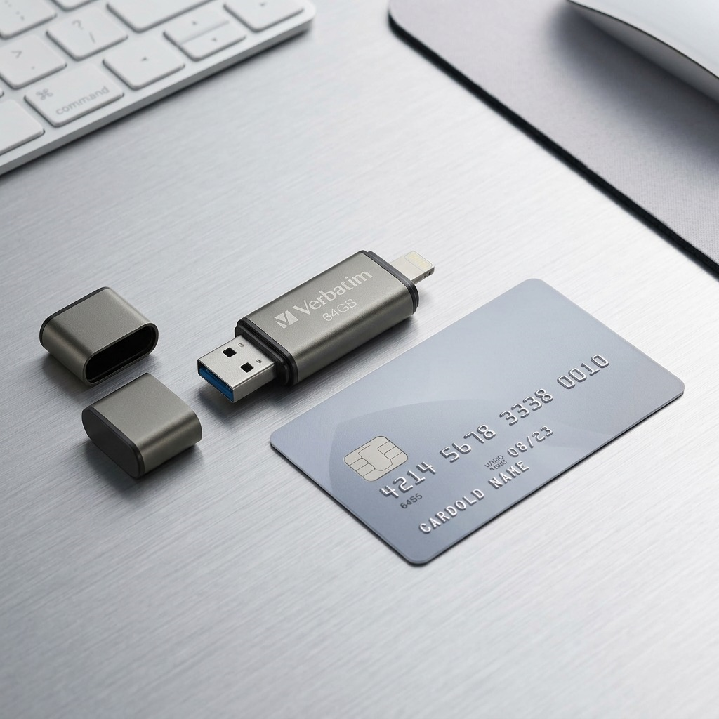 Verbatim drive beside standard credit card.