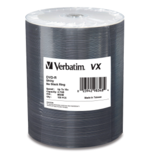 Verbatim DVD-R 16X VX Shiny Silver 100pk Wrap