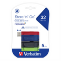 Verbatim 32GB SnG USB Flash Drive 5pk Assort
