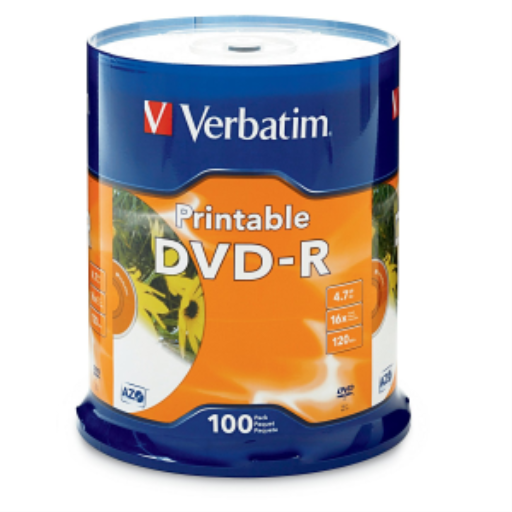 Verbatim DVD-R 4.7G 16X VRB AZO WHT IJ BH 100PKSP