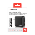 Verbatim Mini GaN Charger 165W 4 Port US plug with EU and UK adaptors