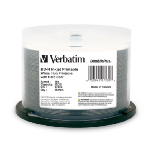 Verbatim BD-R 25GB 16X DL+ WHT IJ HUB 50PK SP