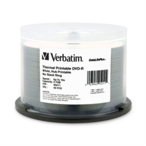 Verbatim DVD-R 4.7GB 16X WHT HUB THERMAL 50PK SP