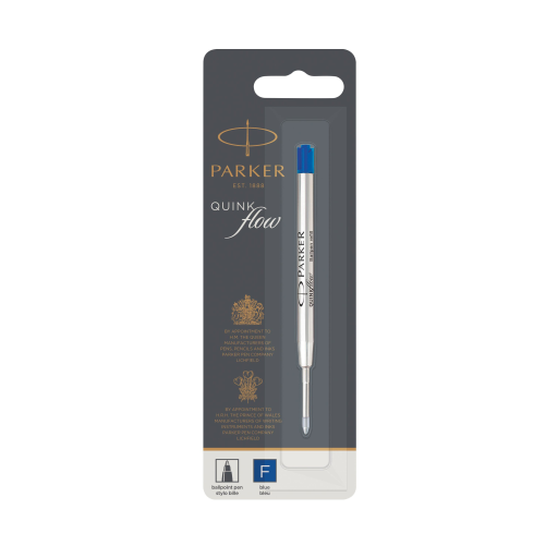 Parker Ballpoint Pen Ink Refill, Fine Tip, Blue QUINKflow Ink, 1 Count