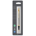 Parker IM Ballpoint Pen, Brushed Metal with Gold Trim, Medium Point, Blue Ink, Blister Pack