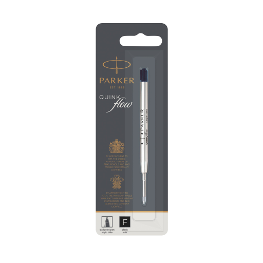 Parker Ballpoint Pen Refill, Fine Tip, Black QUINKflow Ink, 1 Count
